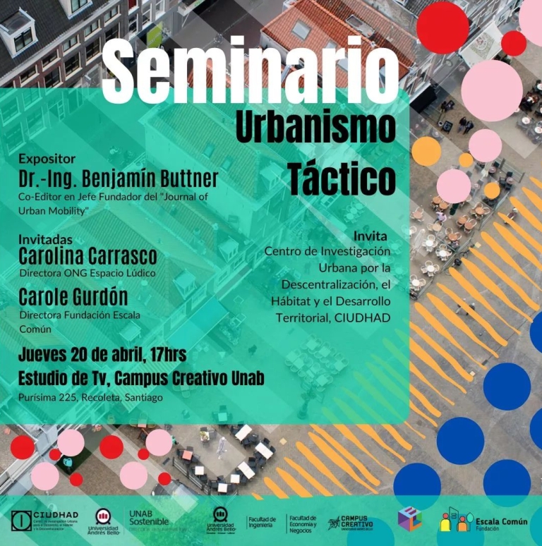 Seminario de Urbanismo Táctico UNAB abordará la accesibilidad por aproximación y la movilidad urbana